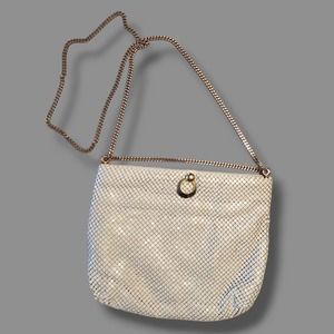 VTG Whiting Davis Armor Mesh White Metsl Purse Crossbody Shoulder